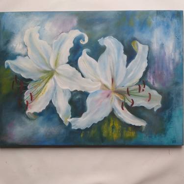 Original Fine Art Floral Paintings by Elena Obo