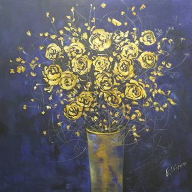 Original Abstract Expressionism Floral Paintings by Elena Obo