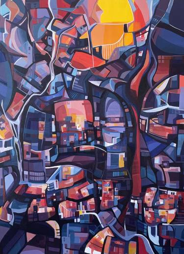 Original Abstract Cities Paintings by Katherine Rouhani