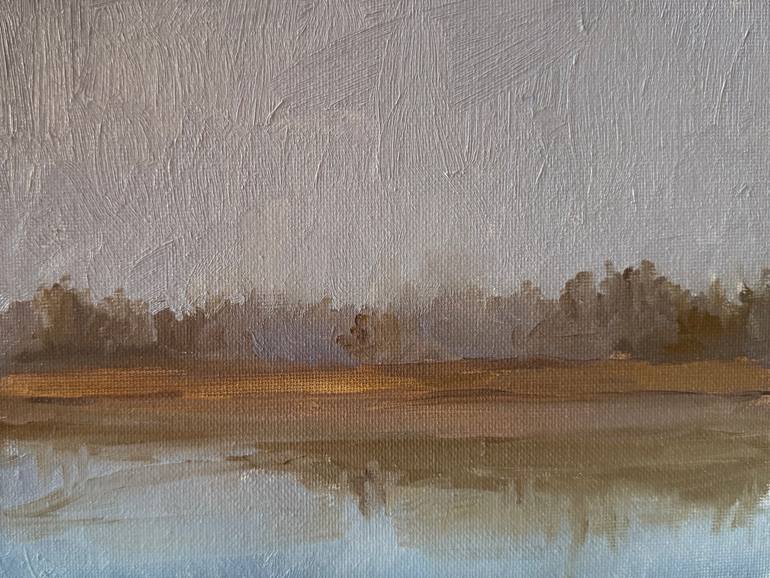 Original Landscape Painting by Kate S | Impressionism Art on Canvas | Fog on the lake