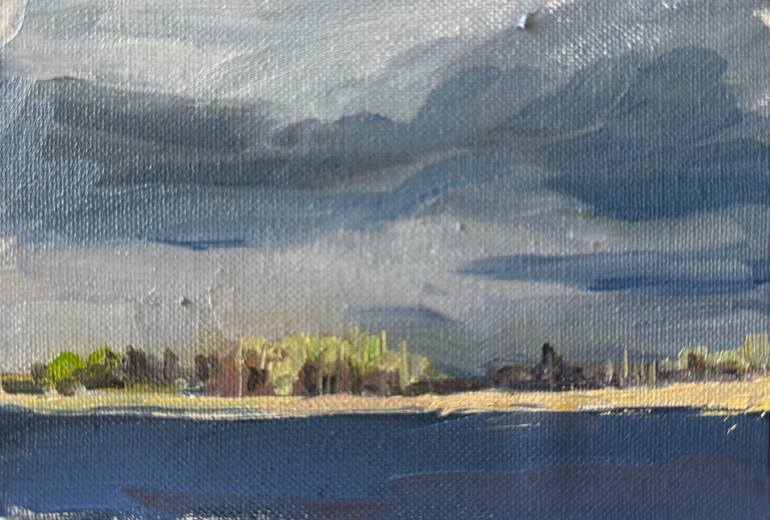 Original Landscape Painting by Kate S | Impressionism Art on Canvas | Lake before the rain