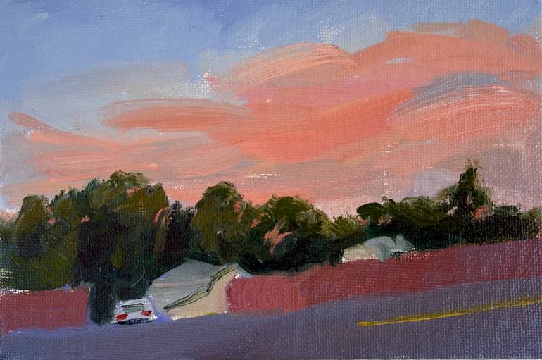 Original Landscape Painting by Kate S | Impressionism Art on Canvas | Sunset on the way home