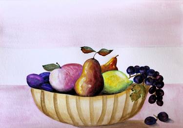 Still life. Grapes, apple,lemon and  pear. Friuts. thumb