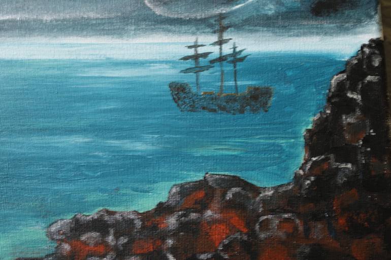 Original Abstract Boat Painting by Olesya Rosani