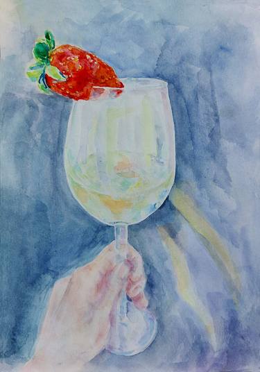 Wine glass with a Strawberry thumb