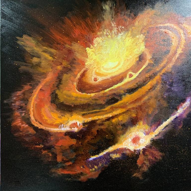 Galactic Fire Painting by Roz Dorlen | Saatchi Art