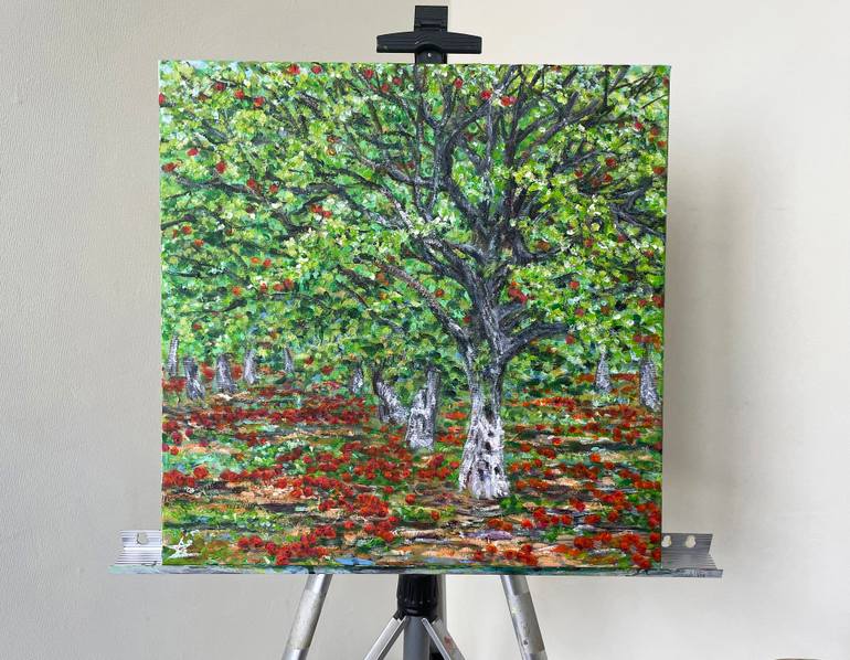 Original Impressionism Garden Painting by Oryslava Zvonko