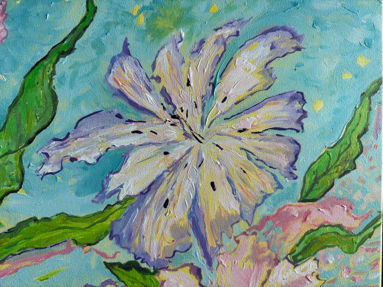 Original Abstract Expressionism Floral Painting by Martine Harris
