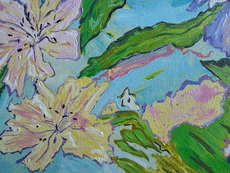 Original Abstract Expressionism Floral Painting by Martine Harris