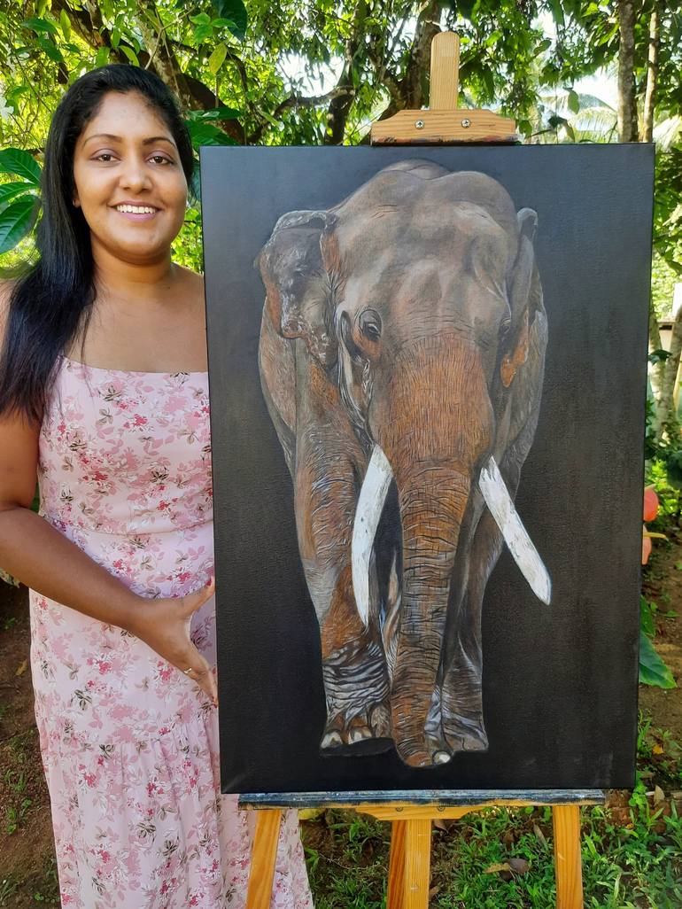 Original Art Deco Animal Painting by Sanduni Beddage