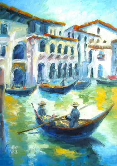 Venice Cityscape  Original oil painting on Canvas board A4 thumb