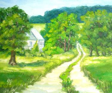 Farm House 2 Landscape Original oil painting Canvas board 10x12 thumb