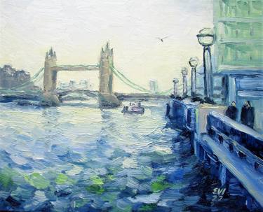 London Cityscape Original oil painting on canvas board 8x10 thumb