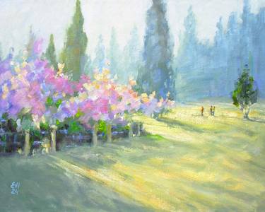 Blossom Landscape Original oil painting Wall art 16x20 inches thumb