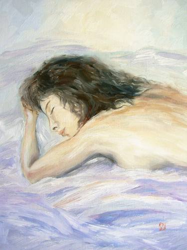 Sleeping girl Original oil painting thumb