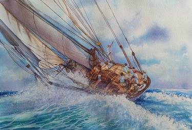 Original Fine Art Yacht Paintings by Aleksandr Kachesov