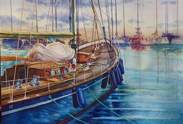 Original Fine Art Boat Paintings by Aleksandr Kachesov