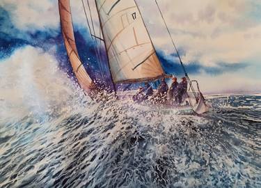 Original Fine Art Yacht Paintings by Aleksandr Kachesov