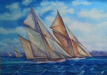 Original Yacht Paintings by Aleksandr Kachesov