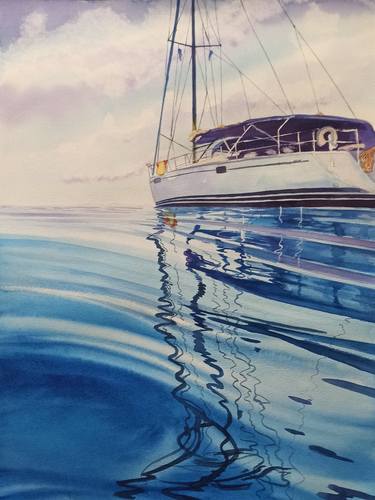 Print of Realism Yacht Paintings by Aleksandr Kachesov