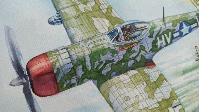 Original Airplane Painting by Aleksandr Kachesov