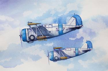 Print of Fine Art Airplane Paintings by Aleksandr Kachesov