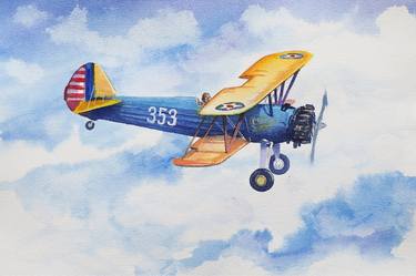Print of Fine Art Airplane Paintings by Aleksandr Kachesov