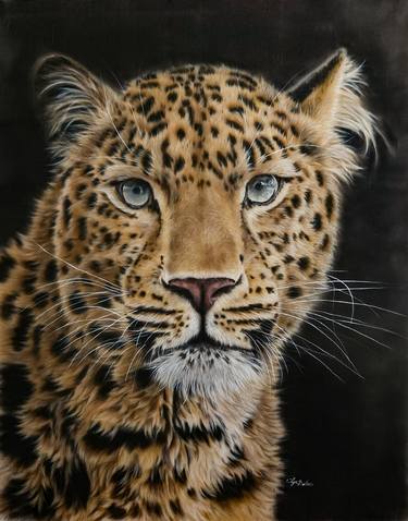 “Baikal” – Silk Painted Leopard portrait thumb