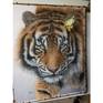 Tiger portrait painted on silk