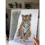 Crispin – Silk painted tiger cub portrait