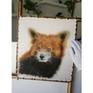 Silk painted realistic red panda portrait