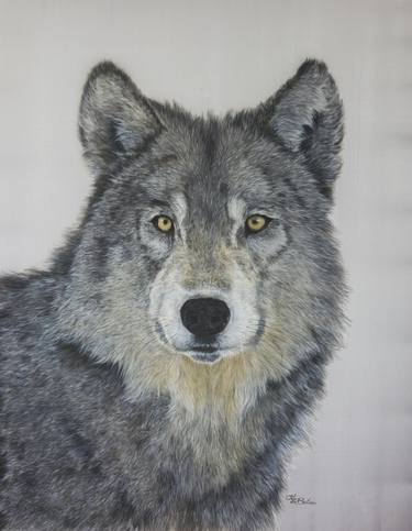 Wolf- silk painted hyperrealistic portrait thumb