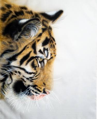 Tiger - Silk painting portrait, animals, wildlife, realism thumb