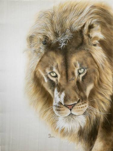 Lion Silk painting, contemporary Realism art thumb