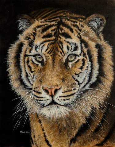 Kindness - Tiger painting on Silk thumb