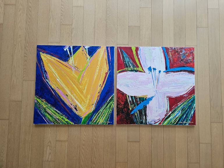 Original Art Deco Floral Painting by Eun-Hye Seo