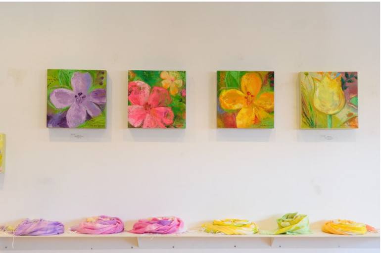 Original Art Deco Floral Painting by Eun-Hye Seo