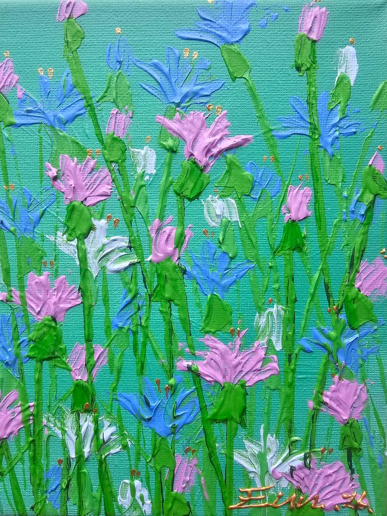 Original Art Deco Floral Painting by Eun-Hye Seo