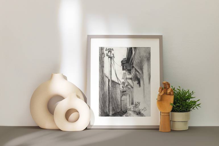 Original Impressionism Landscape Drawing by Aurel Cenollari
