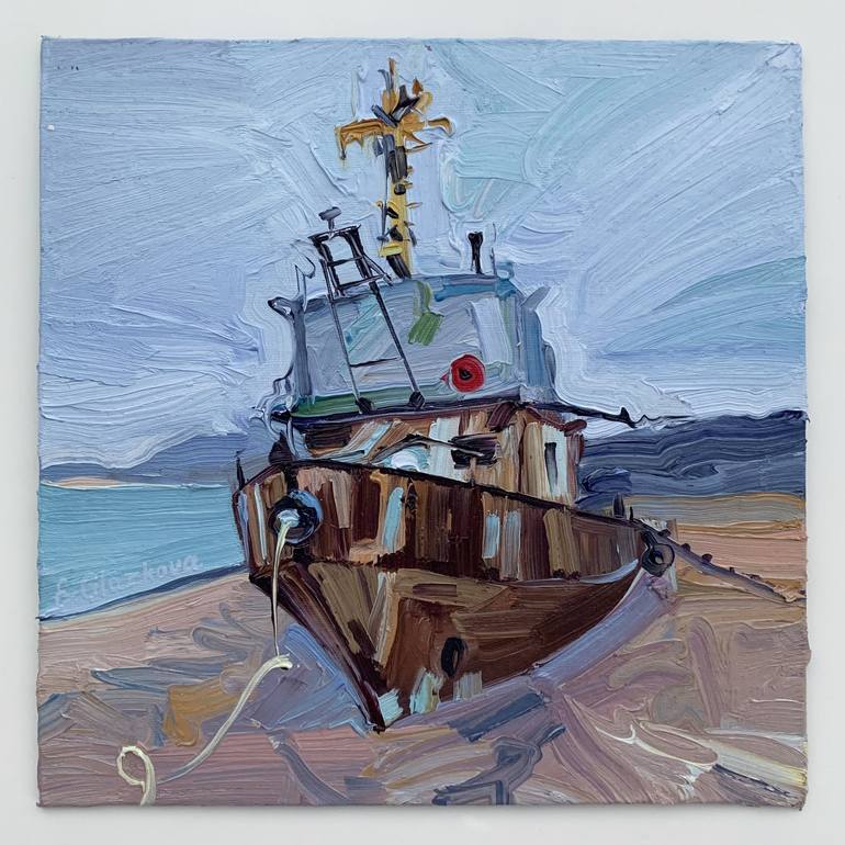 Original Contemporary Boat Painting by Ekaterina Glazkova