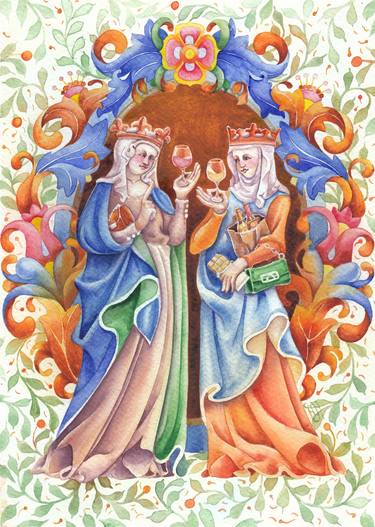 Original Baroque People Painting by Ekaterina Glazkova