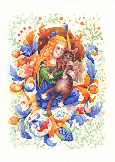 Original Baroque Humor Painting by Ekaterina Glazkova