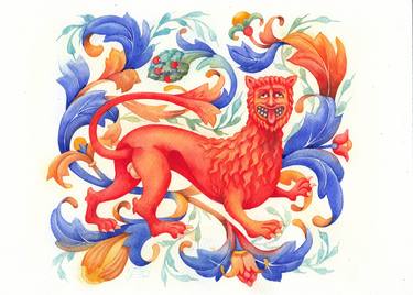 Original Baroque Animal Painting by Ekaterina Glazkova