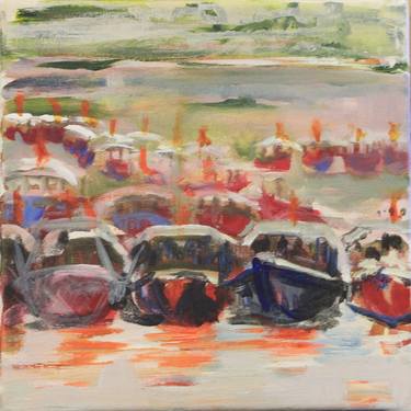 Original Abstract Boat Paintings by Anne Fiedler