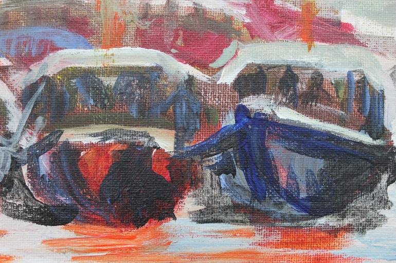 Original Abstract Boat Painting by Anne Fiedler