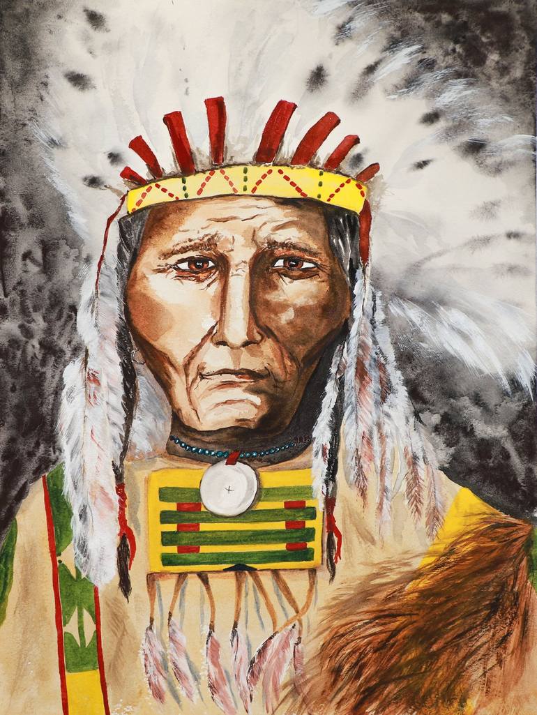 Indian Chief Painting by Svetlana Tyan | Saatchi Art