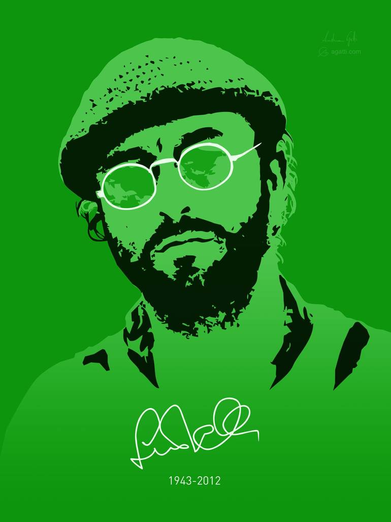 Lucio Dalla blue flat Mixed Media by Andrea Gatti