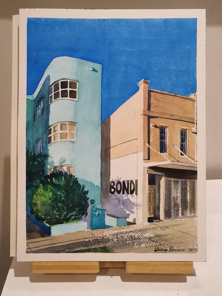 Original Art Deco Architecture Painting by Diana Borinski
