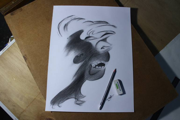 Original Antique Abstract Drawing by Wisdom Korbla Hamenu