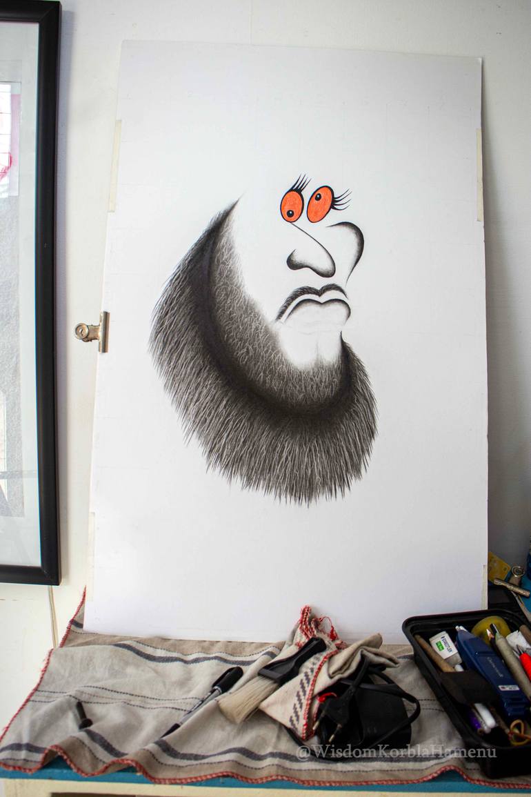 Original Abstract Expressionism Cartoon Drawing by Wisdom Korbla Hamenu